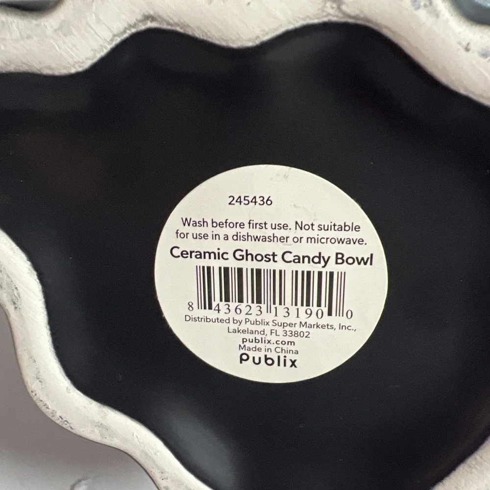 Cute‎ Halloween Wide Mouth Ghost Ceramic Candy Bowl Dish